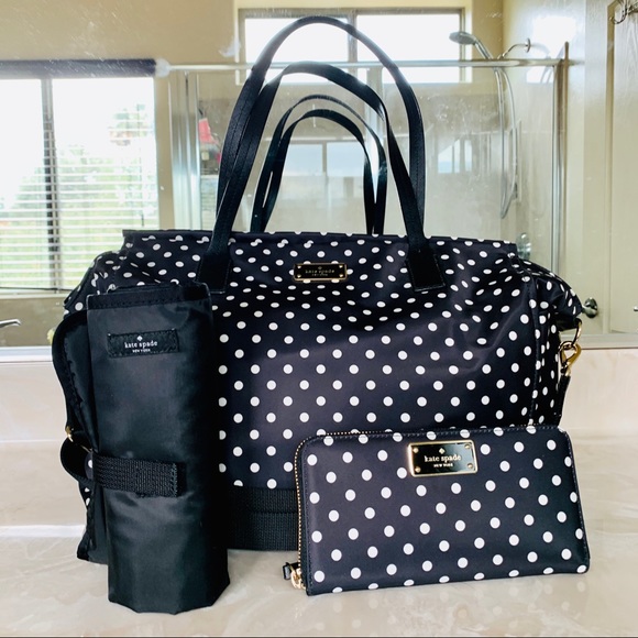 kate spade Handbags - Kate Spade Polka Dot Diaper Bag & Zip Wallet